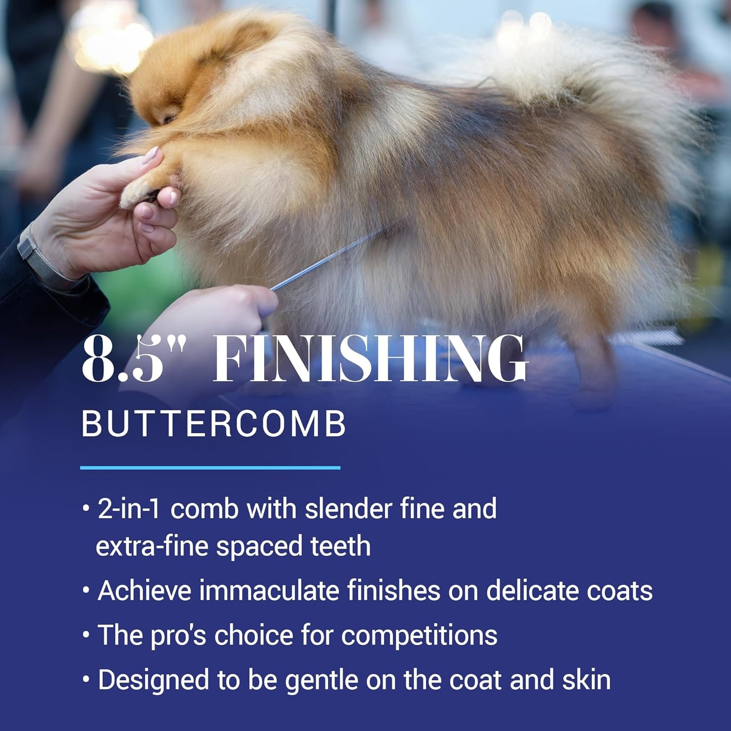 image:imageChris Christensen 000 75 in Greyhound Style FineCoarse Colored Butter Comb Groom Like a Professional Rounded Corners Prevent Friction and Breakage Solid Brass with Steel Teeth Chrome FinishMetallic