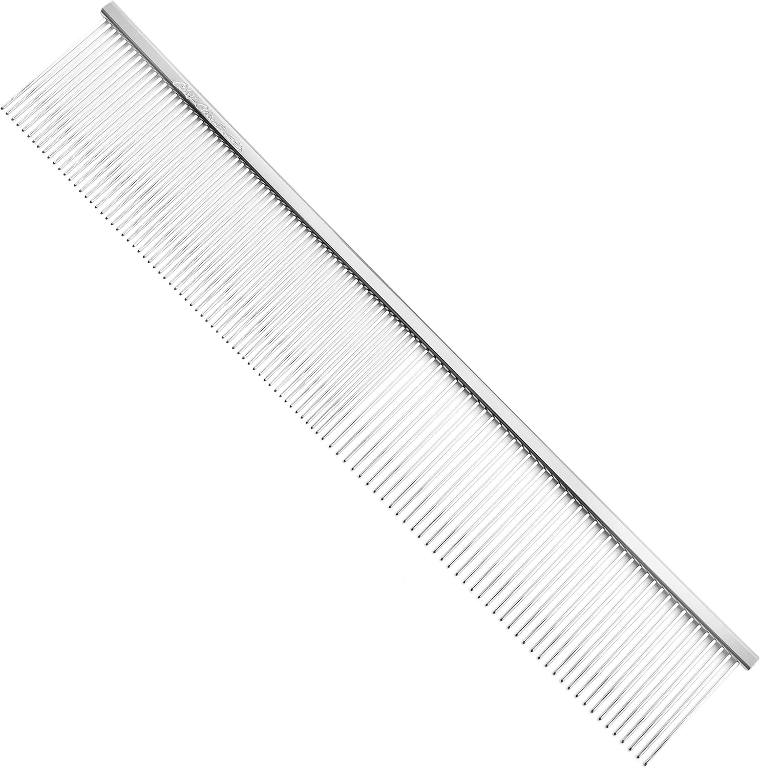 image:imageChris Christensen 000 75 in Greyhound Style FineCoarse Colored Butter Comb Groom Like a Professional Rounded Corners Prevent Friction and Breakage Solid Brass with Steel Teeth Chrome FinishMetallic