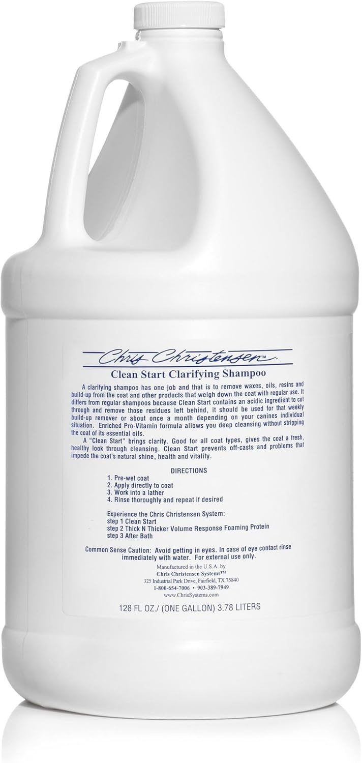 image:imageChris Christensen Clean Start Clarifying Dog Shampoo ProVitamin Formula That Wont Strip The Coat Removes Product Buildup Waxes Oil and Dirt 16 OuncesGallon