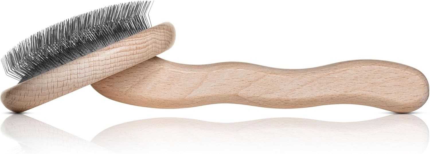 image:imageChris Christensen Mark II Slicker Brush for Dogs 12mm Pins Groom Like a Pro Handcrafted Lightweight Beechwood Ergonomic Handle Stainless Steel Pins A5II Small Made in GermanyMark VIII Round
