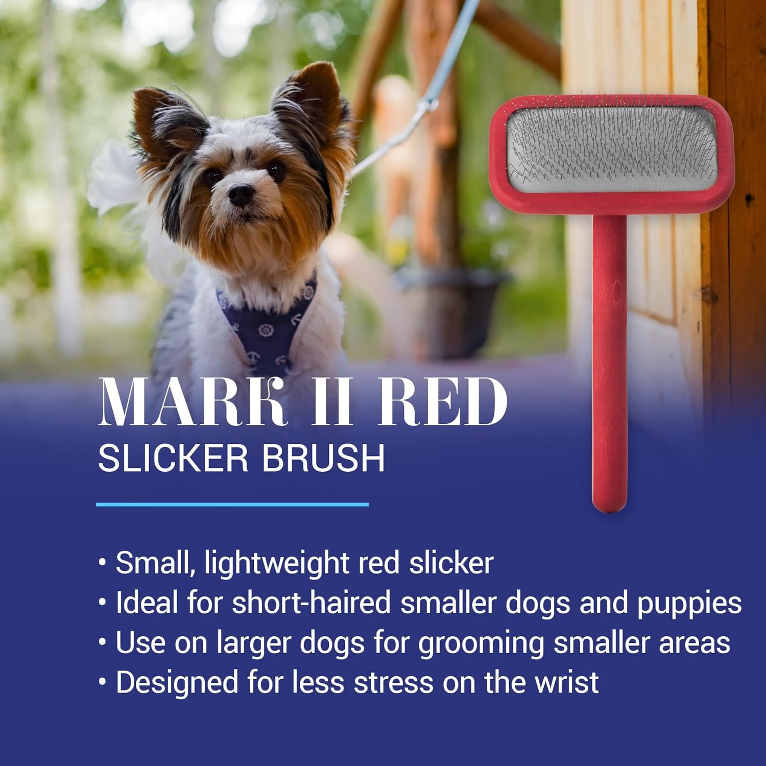 image:imageChris Christensen Mark II Slicker Brush for Dogs 12mm Pins Groom Like a Pro Handcrafted Lightweight Beechwood Ergonomic Handle Stainless Steel Pins A5II Small Made in GermanyMark II SmallRED