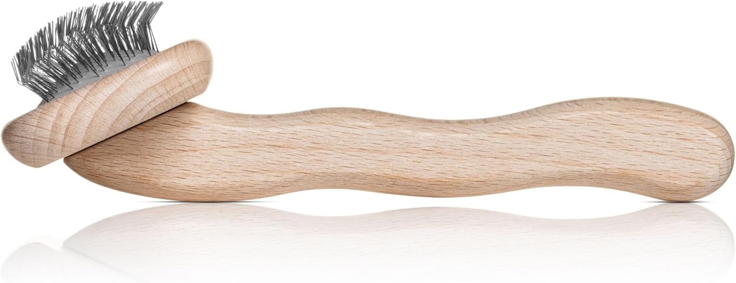 image:imageChris Christensen Mark II Slicker Brush for Dogs 12mm Pins Groom Like a Pro Handcrafted Lightweight Beechwood Ergonomic Handle Stainless Steel Pins A5II Small Made in GermanyMark II Small