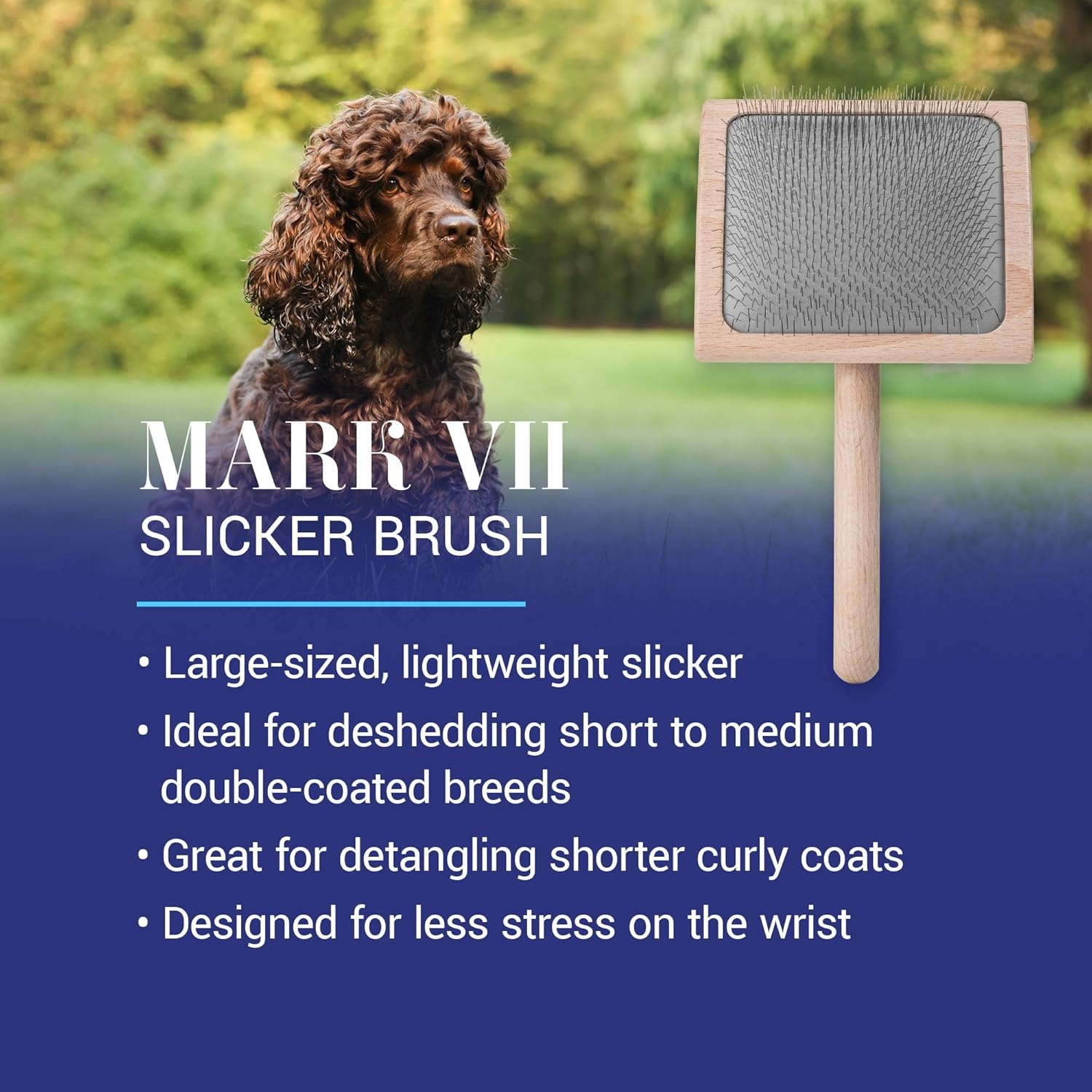 image:imageChris Christensen Mark II Slicker Brush for Dogs 12mm Pins Groom Like a Pro Handcrafted Lightweight Beechwood Ergonomic Handle Stainless Steel Pins A5II Small Made in GermanyMark VII Large Curved Back