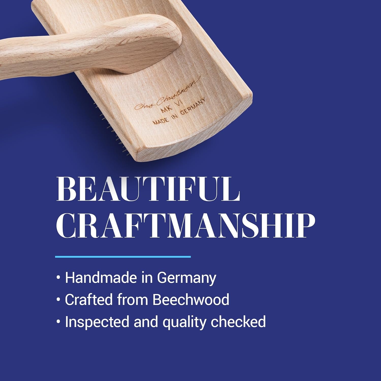 image:imageChris Christensen Mark II Slicker Brush for Dogs 12mm Pins Groom Like a Pro Handcrafted Lightweight Beechwood Ergonomic Handle Stainless Steel Pins A5II Small Made in GermanyMark VI Medium Curved Back