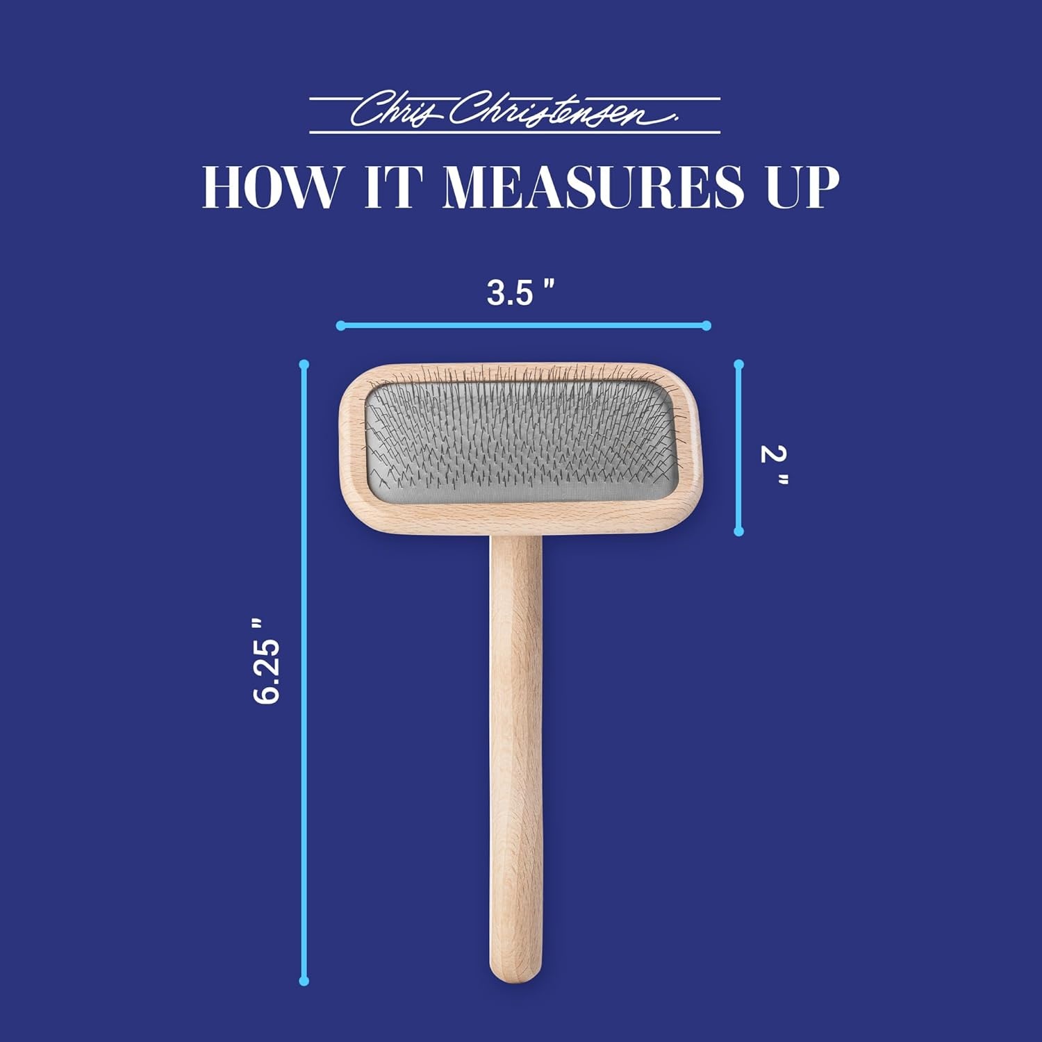 image:imageChris Christensen Mark II Slicker Brush for Dogs 12mm Pins Groom Like a Pro Handcrafted Lightweight Beechwood Ergonomic Handle Stainless Steel Pins A5II Small Made in GermanyMark II Small