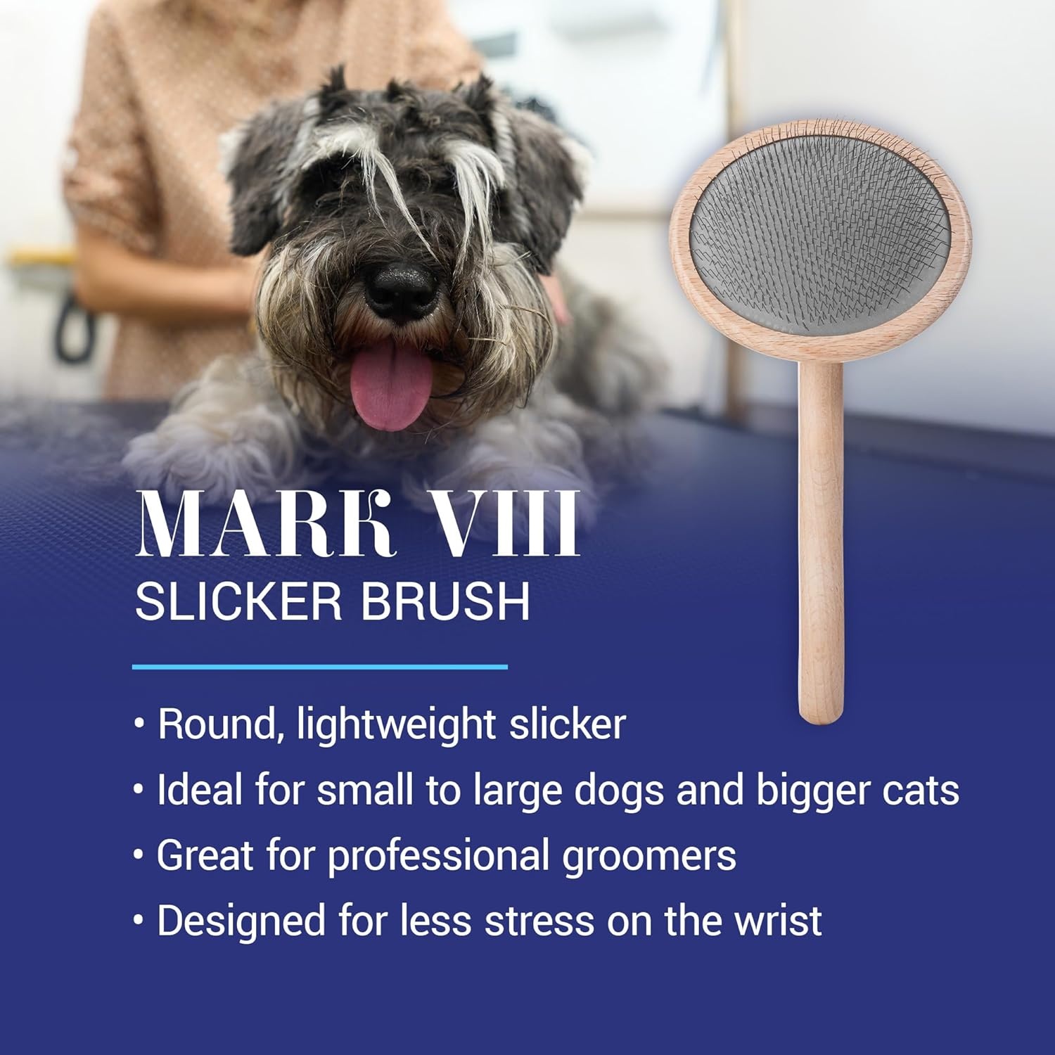 image:imageChris Christensen Mark II Slicker Brush for Dogs 12mm Pins Groom Like a Pro Handcrafted Lightweight Beechwood Ergonomic Handle Stainless Steel Pins A5II Small Made in GermanyMark VIII Round