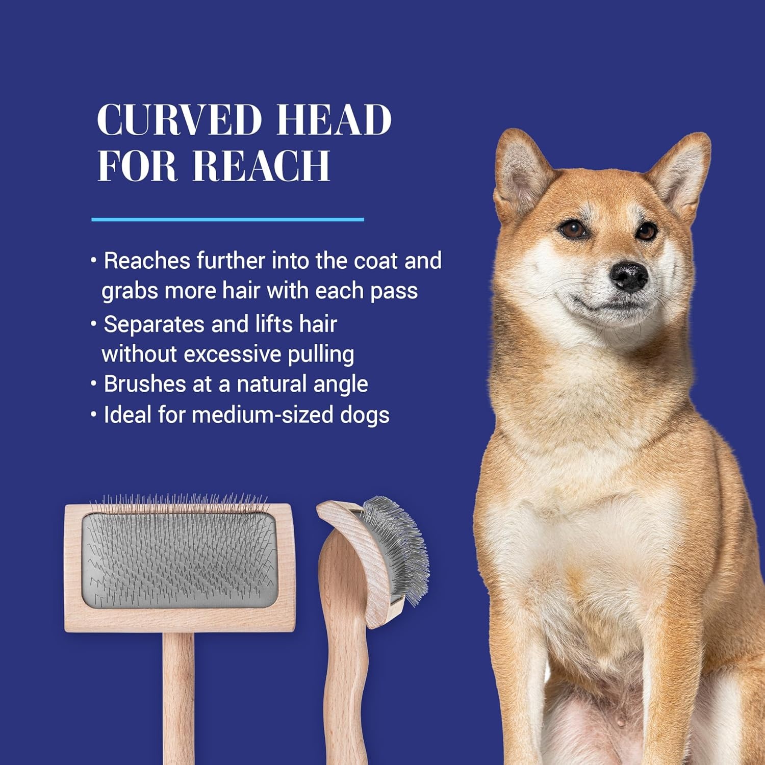 image:imageChris Christensen Mark II Slicker Brush for Dogs 12mm Pins Groom Like a Pro Handcrafted Lightweight Beechwood Ergonomic Handle Stainless Steel Pins A5II Small Made in GermanyMark VI Medium Curved Back