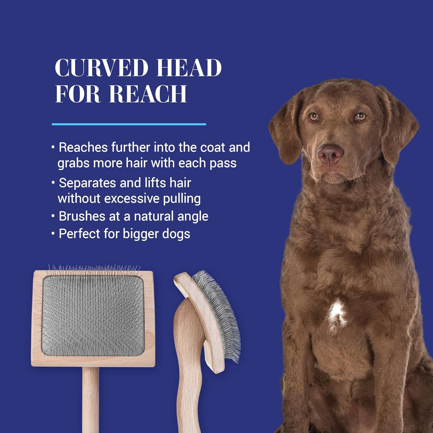 image:imageChris Christensen Mark II Slicker Brush for Dogs 12mm Pins Groom Like a Pro Handcrafted Lightweight Beechwood Ergonomic Handle Stainless Steel Pins A5II Small Made in GermanyMark VII Large Curved Back