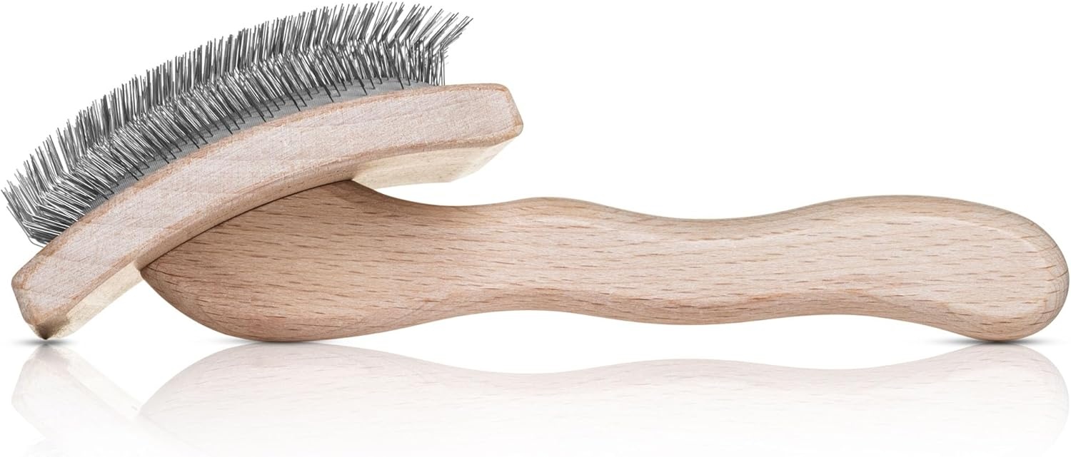 image:imageChris Christensen Mark II Slicker Brush for Dogs 12mm Pins Groom Like a Pro Handcrafted Lightweight Beechwood Ergonomic Handle Stainless Steel Pins A5II Small Made in GermanyMark VII Large Curved Back