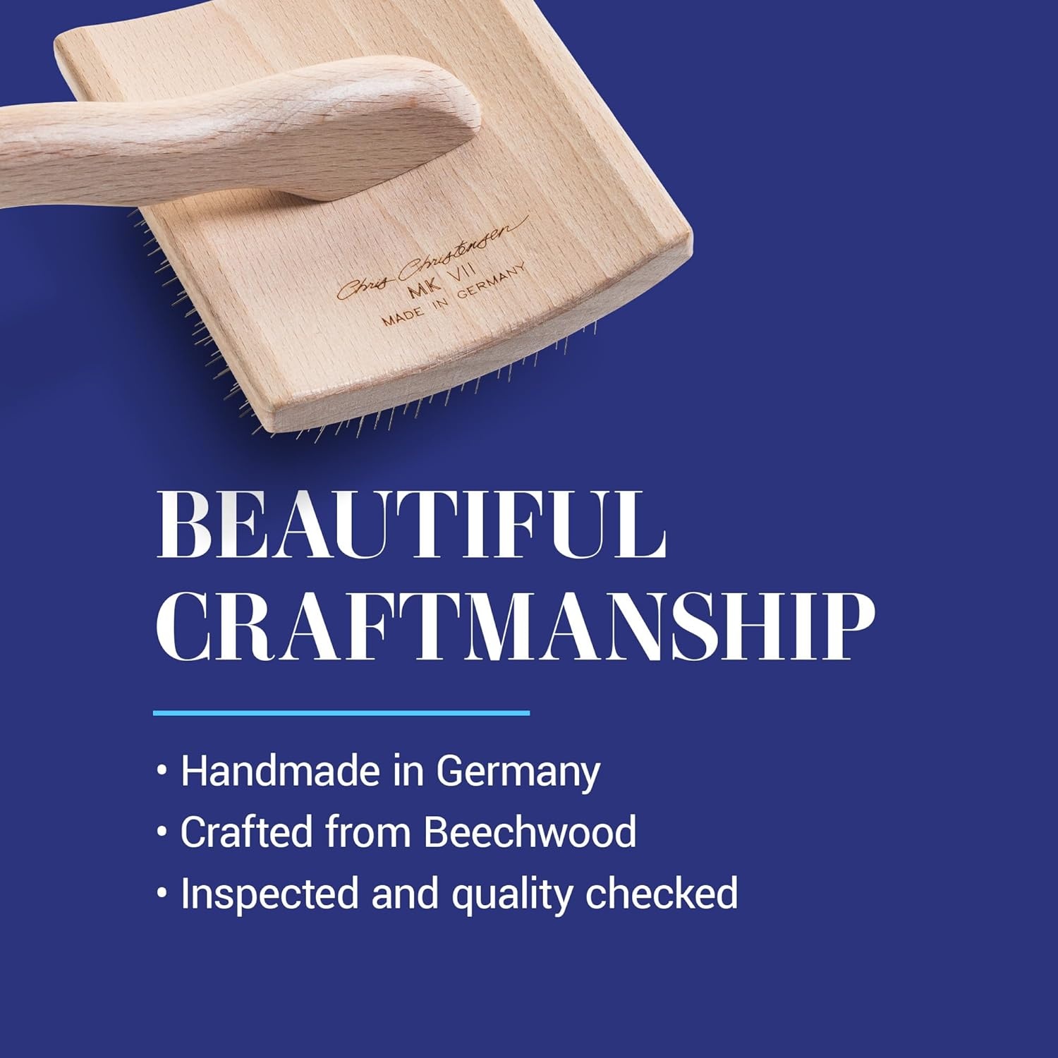 image:imageChris Christensen Mark II Slicker Brush for Dogs 12mm Pins Groom Like a Pro Handcrafted Lightweight Beechwood Ergonomic Handle Stainless Steel Pins A5II Small Made in GermanyMark VII Large Curved Back