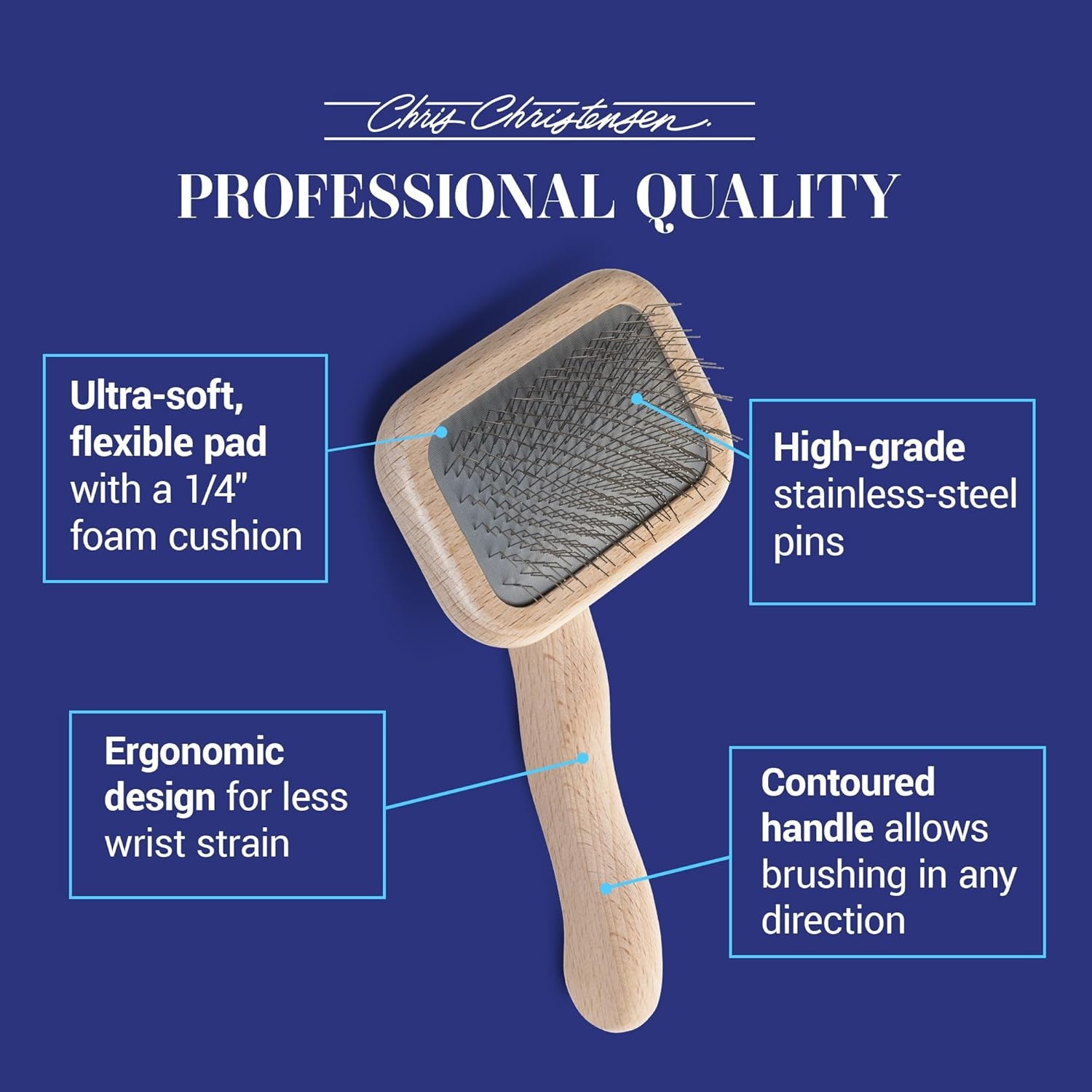 image:imageChris Christensen Mark II Slicker Brush for Dogs 12mm Pins Groom Like a Pro Handcrafted Lightweight Beechwood Ergonomic Handle Stainless Steel Pins A5II Small Made in GermanyMark I Extra Small