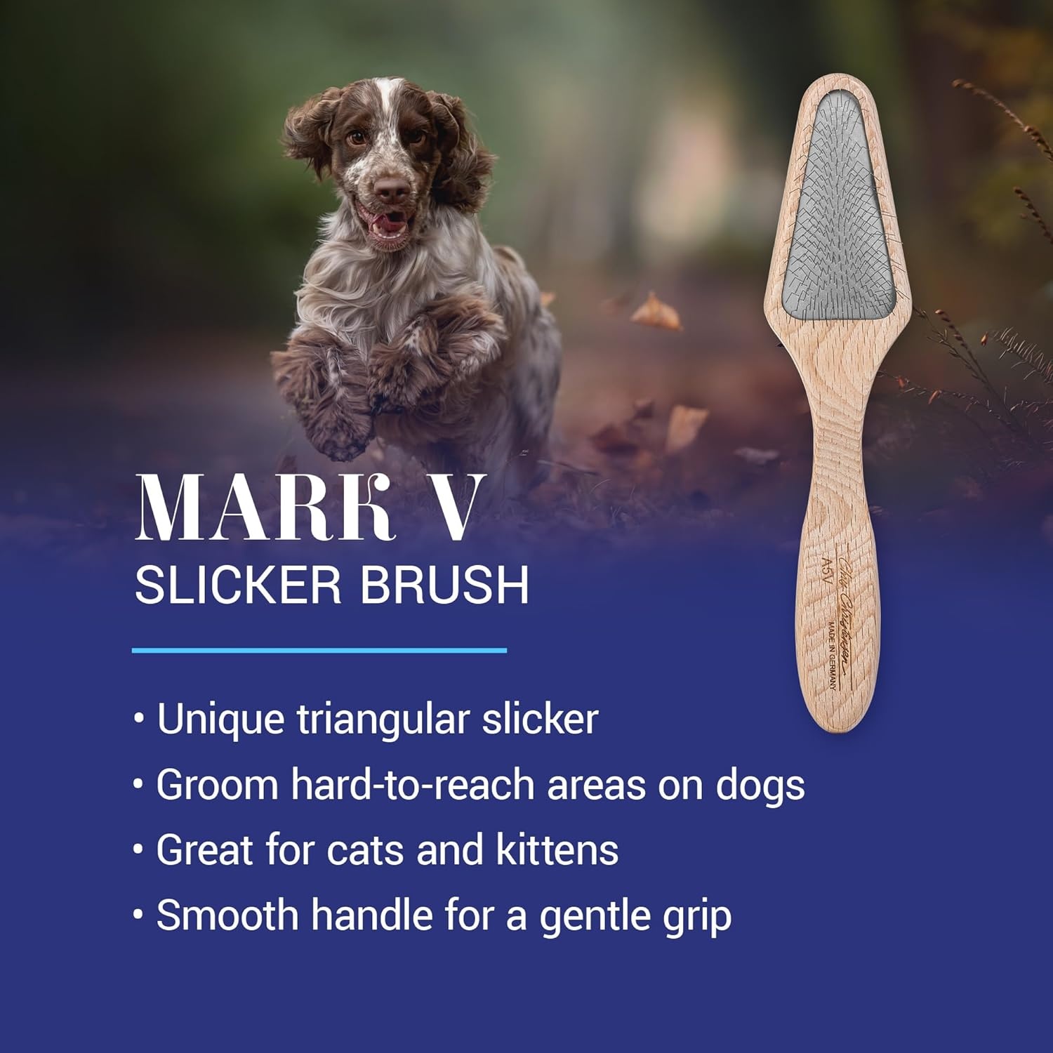 image:imageChris Christensen Mark II Slicker Brush for Dogs 12mm Pins Groom Like a Pro Handcrafted Lightweight Beechwood Ergonomic Handle Stainless Steel Pins A5II Small Made in GermanyMark V Triangle
