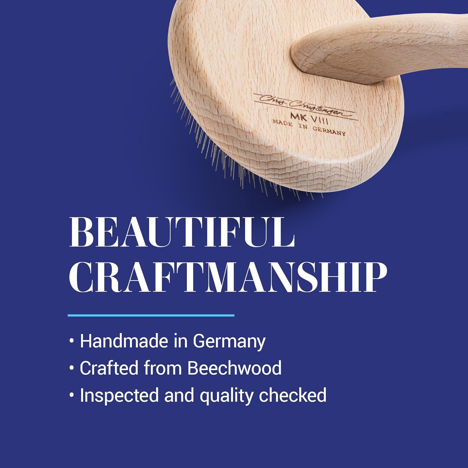 image:imageChris Christensen Mark II Slicker Brush for Dogs 12mm Pins Groom Like a Pro Handcrafted Lightweight Beechwood Ergonomic Handle Stainless Steel Pins A5II Small Made in GermanyMark VIII Round