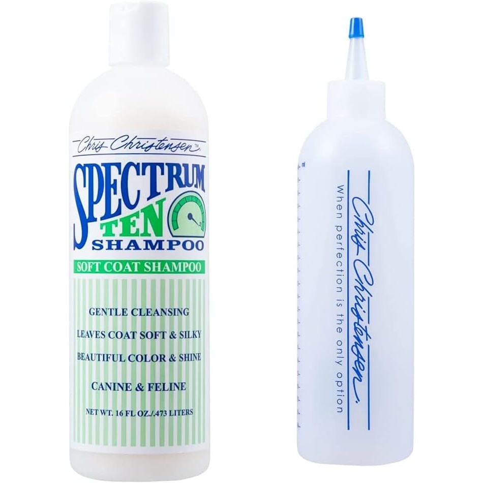 image:imageChris Christensen Applicator Measuring Bottle and Shampoo Concentrate Bundle Applicator Measuring Bottle 20mm Increments Spectrum Ten Shampoo Concentrate 16oz Moisturize Dry Coats