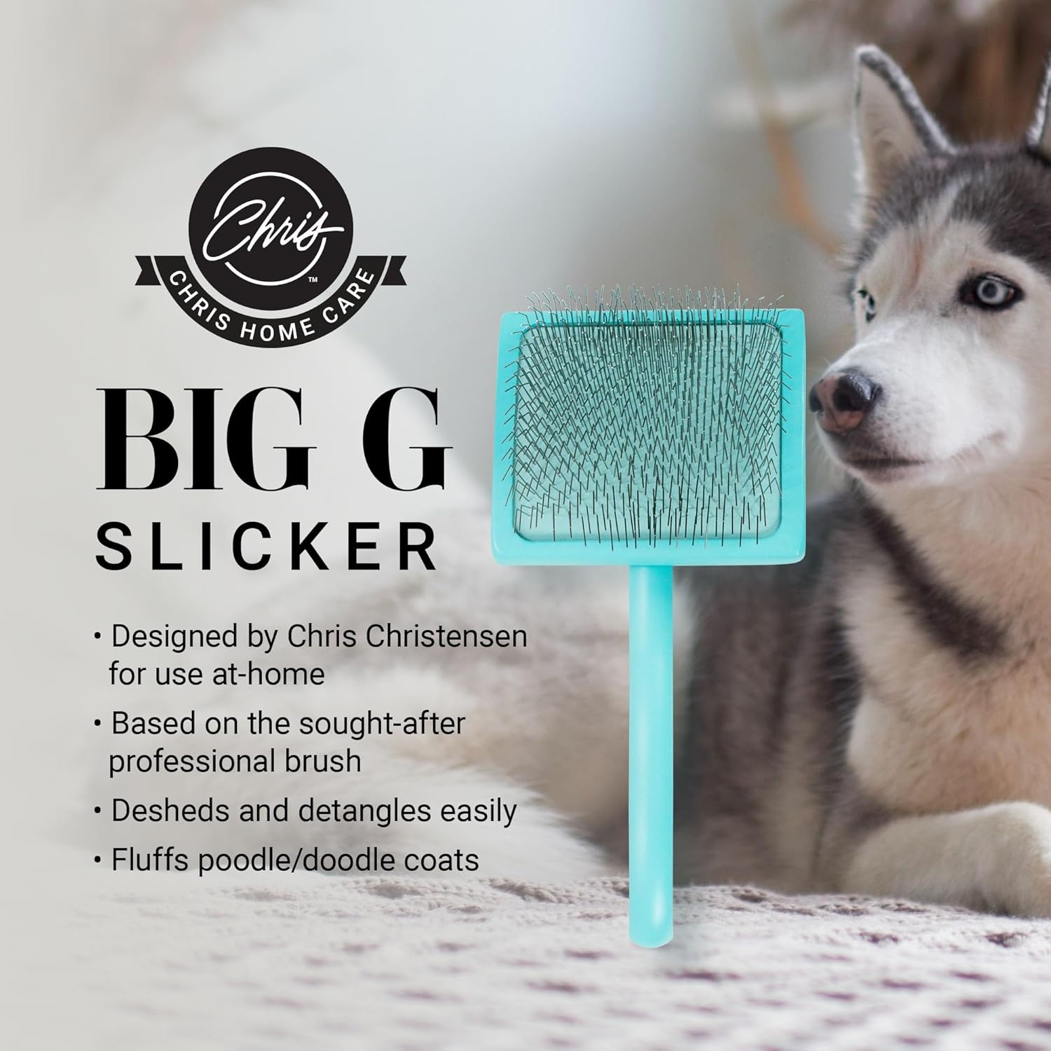 image:imageChris Christensen Big G Dog Slicker Brush Groom Like a Professional Fluff Detangle Style Saves Time Energy Made in Germany Coral MediumTeal