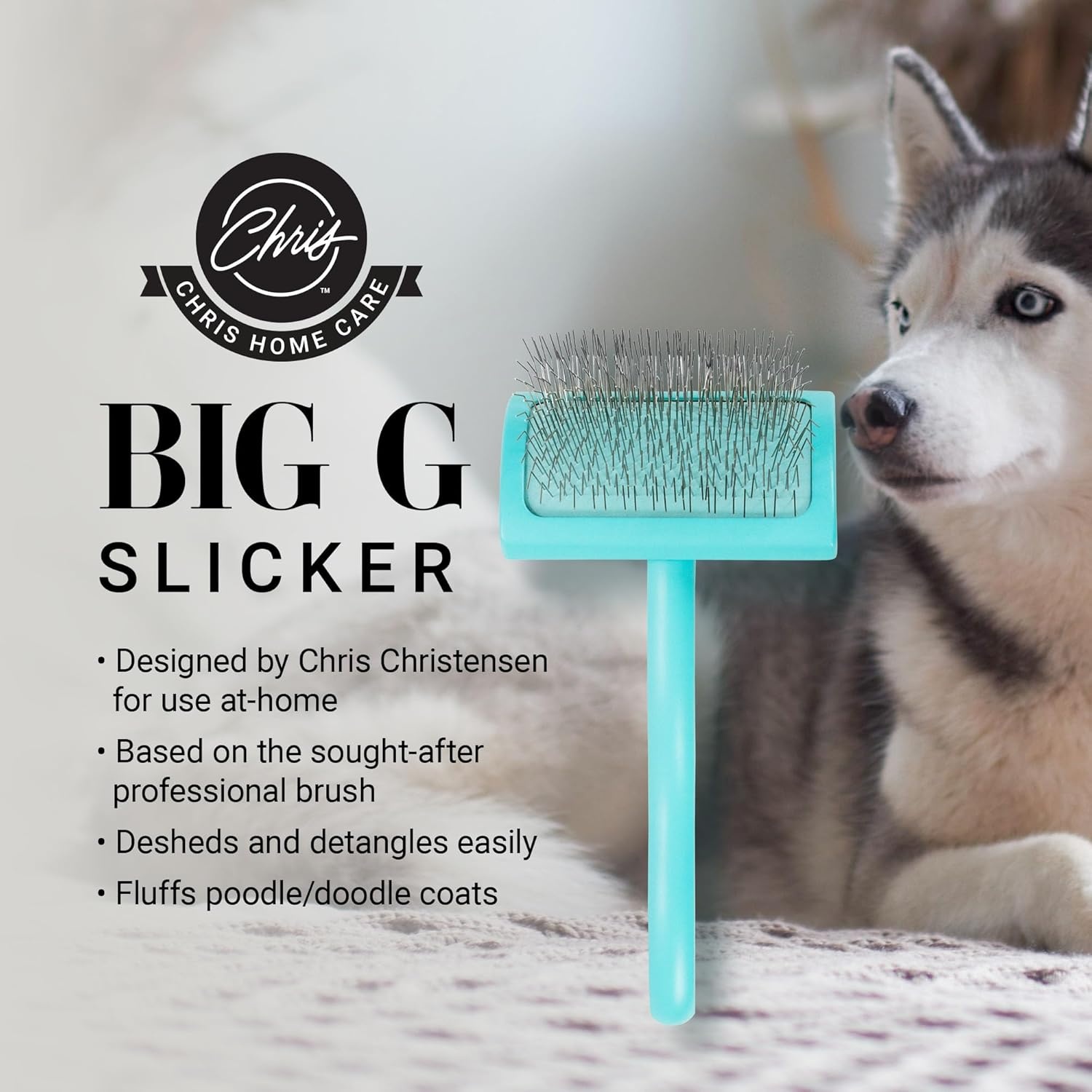 image:imageChris Christensen Big G Dog Slicker Brush Groom Like a Professional Fluff Detangle Style Saves Time Energy Made in Germany Coral MediumTeal
