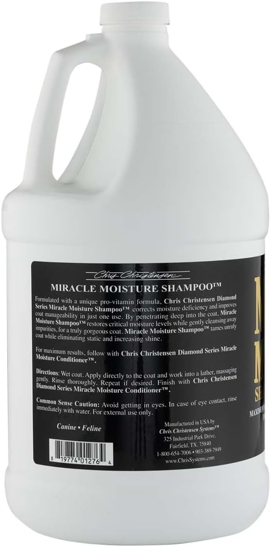 image:imageChris Christensen Diamond Series Miracle Moisture Dog Shampoo Groom Like a Professional ProVitamin Formula Provides Maximum Moisture Use on Both Dogs and Cats Made in the USA 16 ozGallon