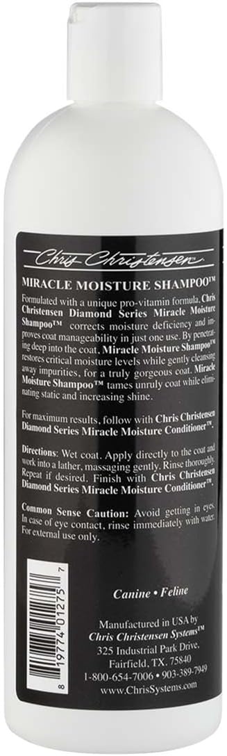 image:imageChris Christensen Diamond Series Miracle Moisture Dog Shampoo Groom Like a Professional ProVitamin Formula Provides Maximum Moisture Use on Both Dogs and Cats Made in the USA 16 oz16 oz