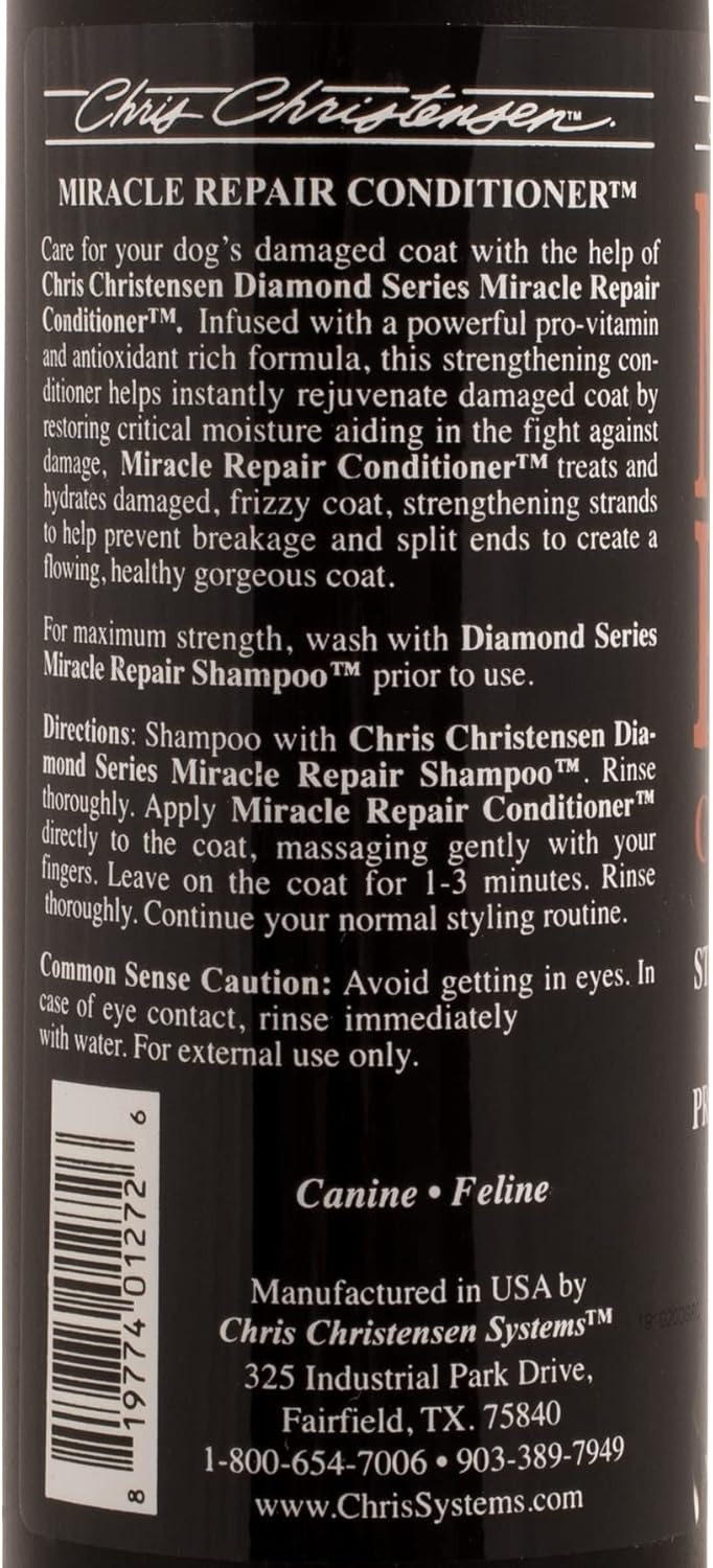 image:imageChris Christensen Diamond Series Miracle Repair Dog Conditioner Groom Like a Professional ProVitamin Formula Provides Maximum Moisture Use on Both Dogs and Cats Made in USA 16 oz16 oz