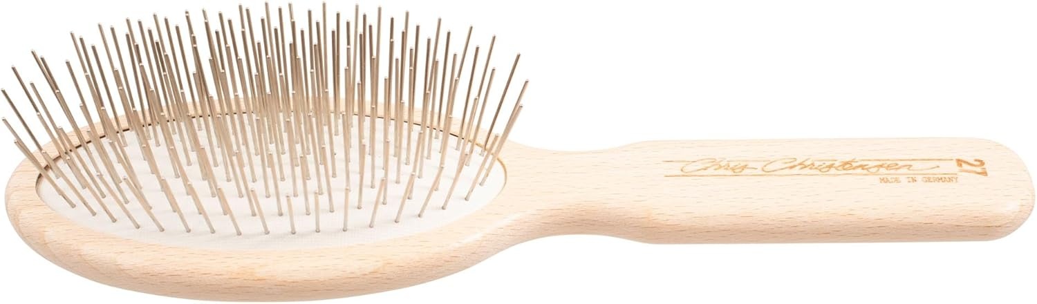 image:imageChris Christensen Dog Brush 575 x 125 Little Wonder Pin Brush 20mm Original Series Groom Like a Professional Stainless Steel Pins Lightweight Beech Wood Body Ground and Polished TipsBrown