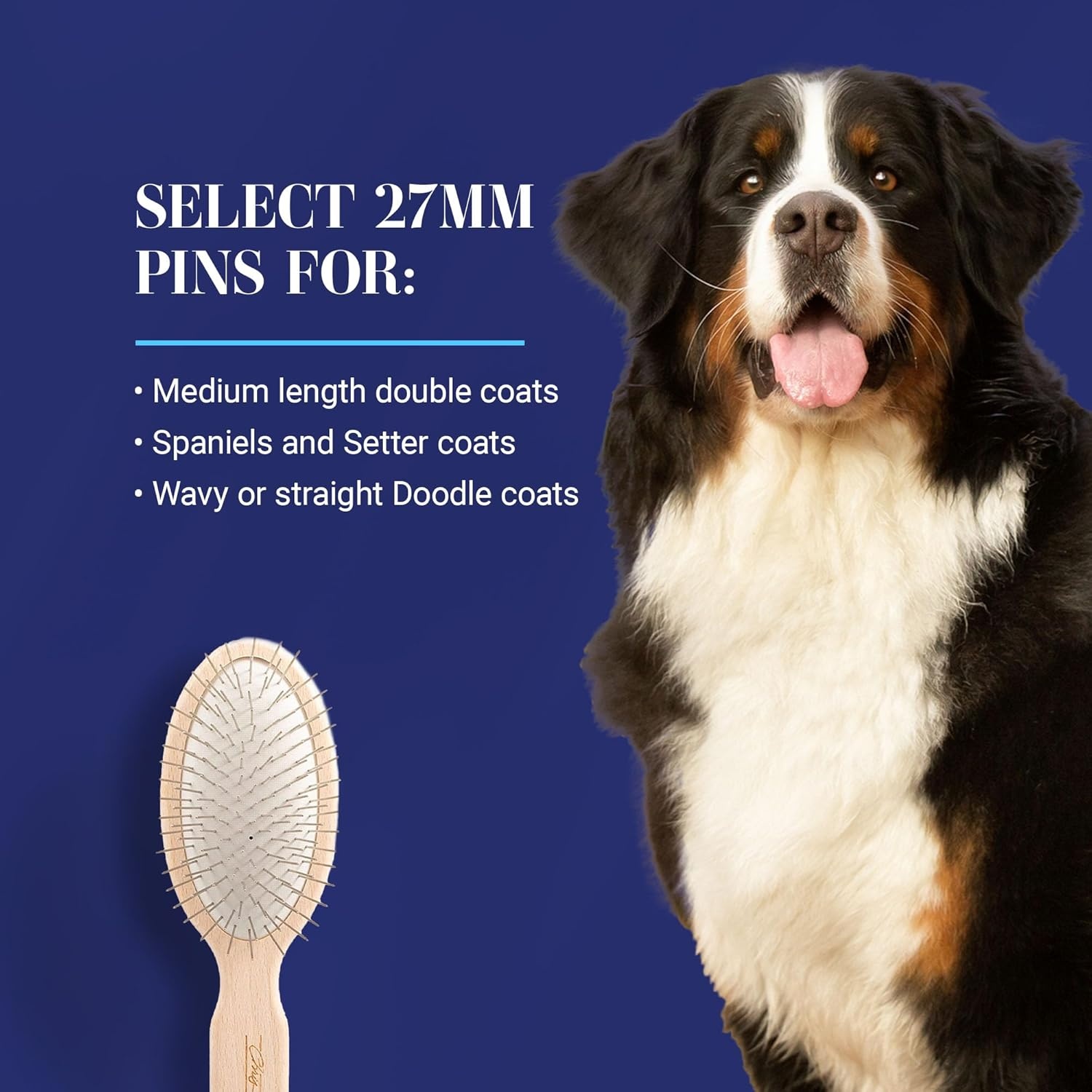 image:imageChris Christensen Dog Brush 575 x 125 Little Wonder Pin Brush 20mm Original Series Groom Like a Professional Stainless Steel Pins Lightweight Beech Wood Body Ground and Polished TipsBrown