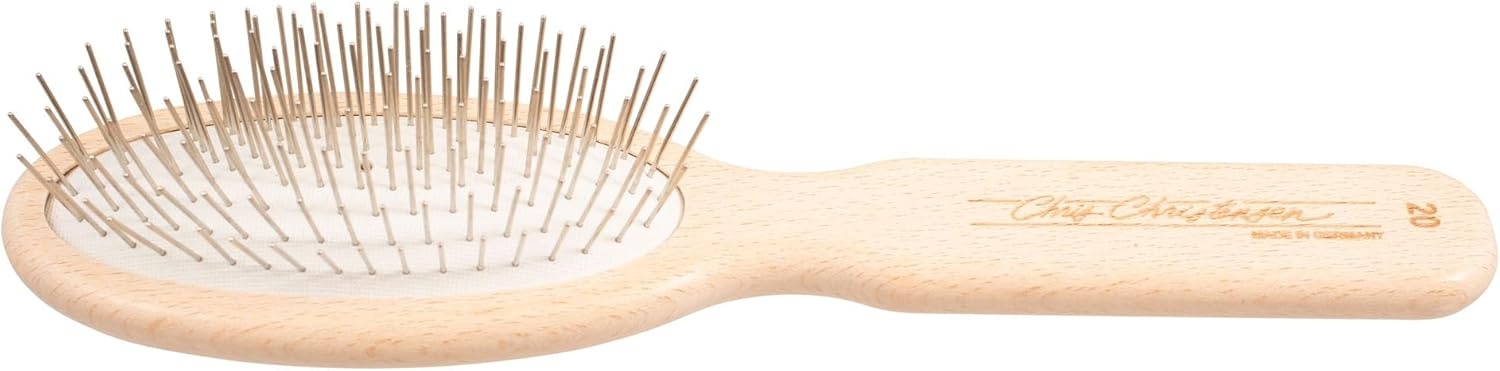 image:imageChris Christensen Dog Brush 575 x 125 Little Wonder Pin Brush 20mm Original Series Groom Like a Professional Stainless Steel Pins Lightweight Beech Wood Body Ground and Polished TipsBrown