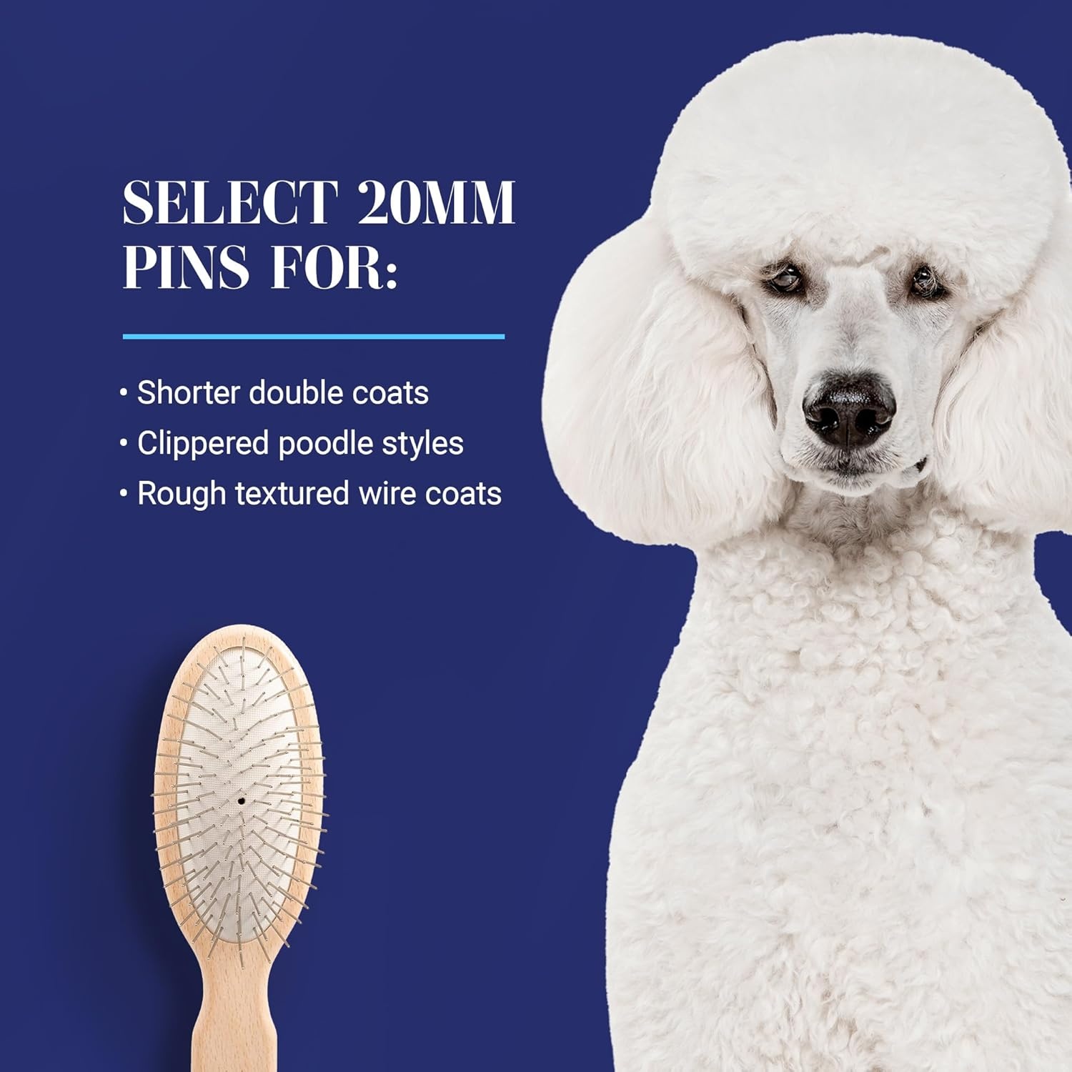 image:imageChris Christensen Dog Brush 575 x 125 Little Wonder Pin Brush 20mm Original Series Groom Like a Professional Stainless Steel Pins Lightweight Beech Wood Body Ground and Polished TipsBrown