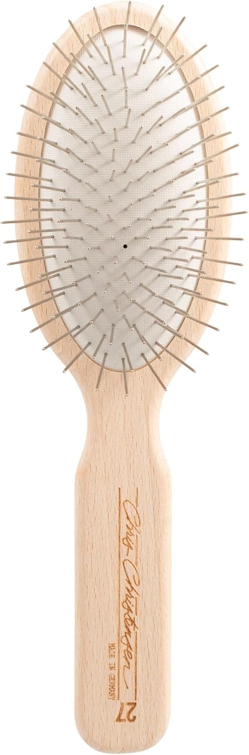 image:imageChris Christensen Dog Brush 575 x 125 Little Wonder Pin Brush 20mm Original Series Groom Like a Professional Stainless Steel Pins Lightweight Beech Wood Body Ground and Polished TipsBrown