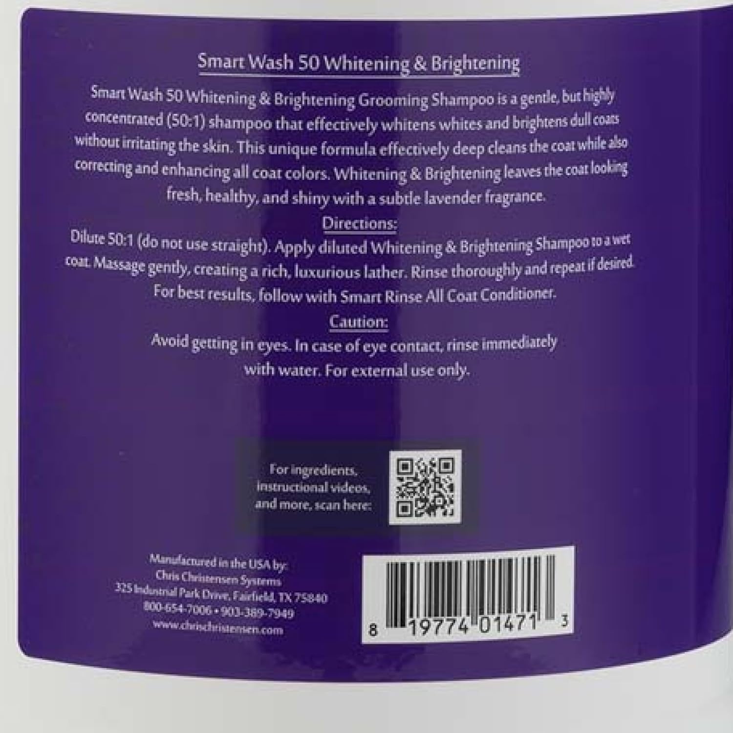 image:imageChris Christensen SmartWash50 Whitening amp Brightening Ultra Concentrated Dog Shampoo Makes up to 50 Bottles Groom Like a Professional Lavender Fragrance Made in USA 16 oz128 OZ