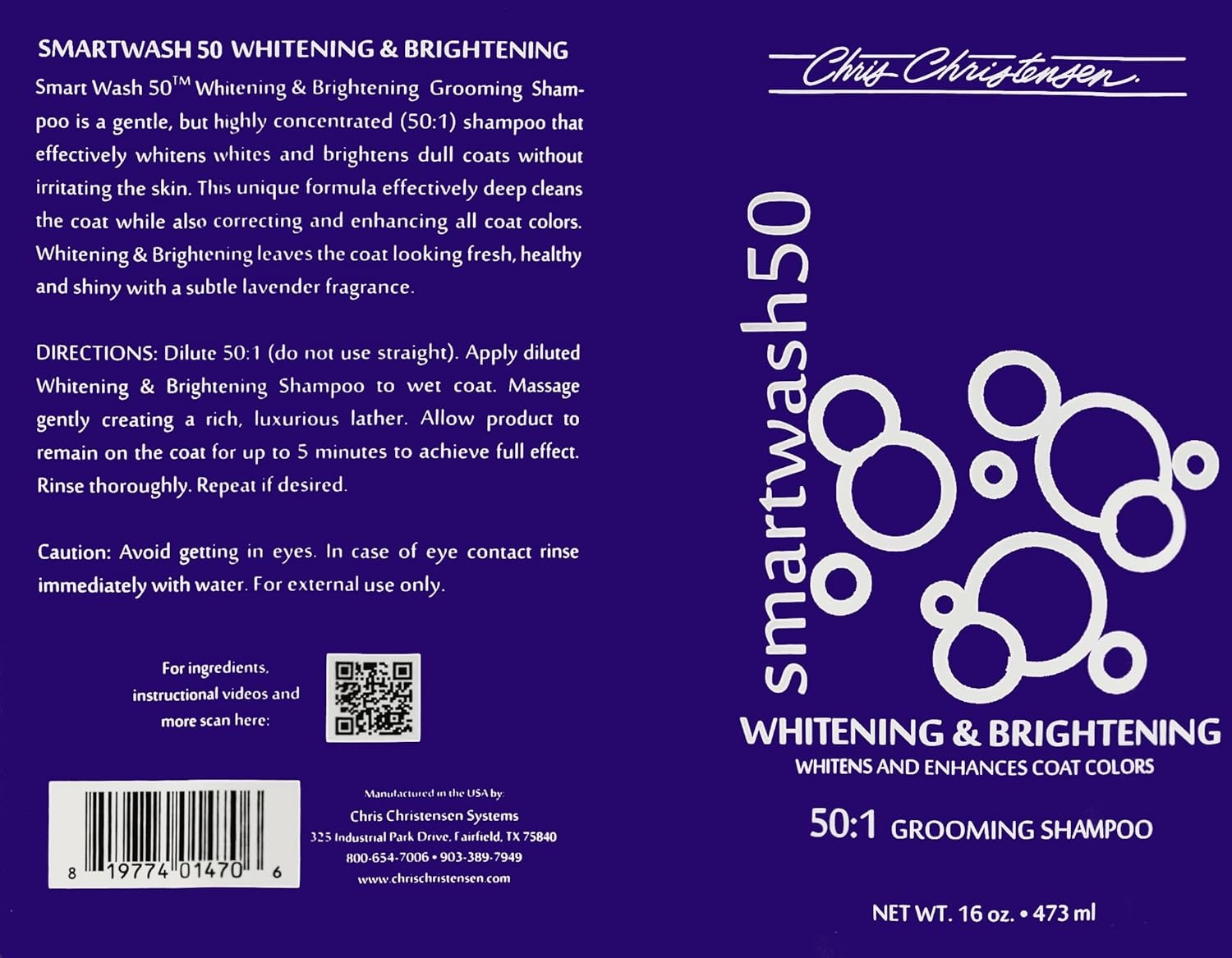 image:imageChris Christensen SmartWash50 Whitening amp Brightening Ultra Concentrated Dog Shampoo Makes up to 50 Bottles Groom Like a Professional Lavender Fragrance Made in USA 16 oz16 OZ