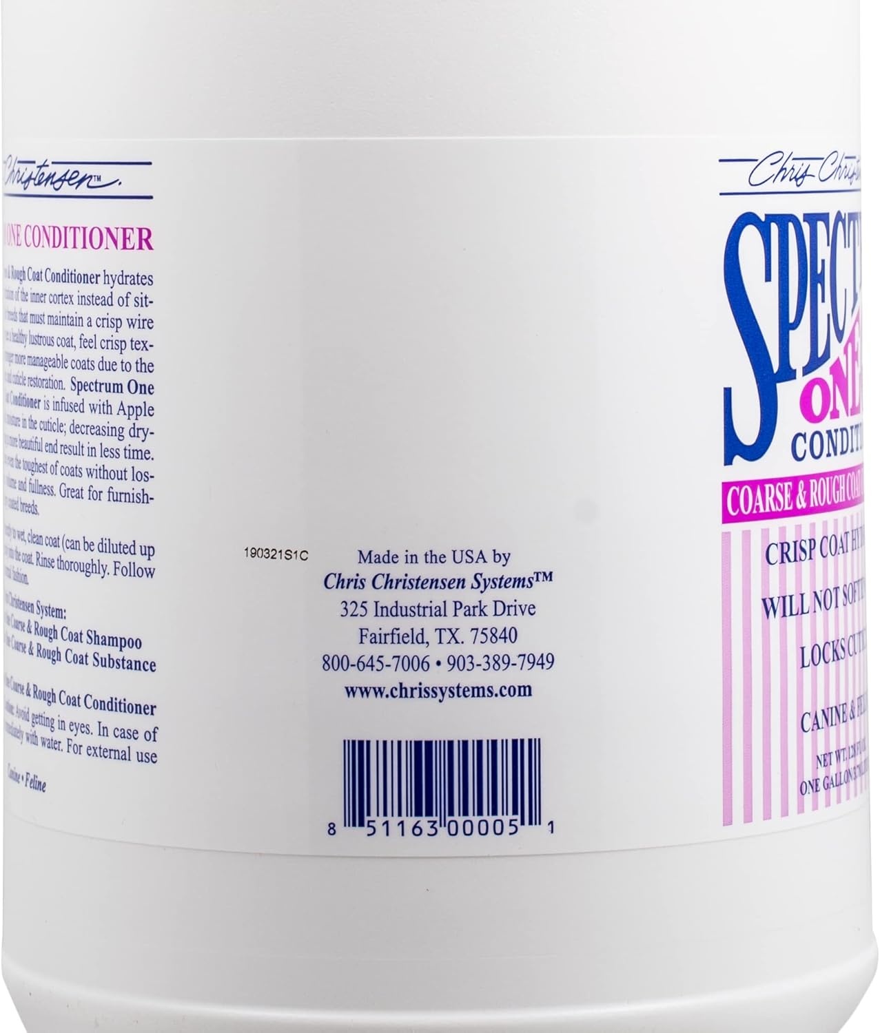image:imageChris Christensen Spectrum One Dog Conditioner Coarse and Rough Coat Groom Like a Professional Repairs and Protects Maintains Inner Cortex Hydration Made in the USA 16 oz128 oz