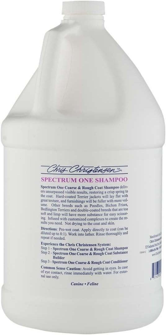 image:imageChris Christensen Spectrum One Dog Shampoo Coarse and Rough Coat Groom Like a Professional Maintain Crisp Texture Will Not Dry Out Coat or Skin Made in The USA 16 oz1 Gal