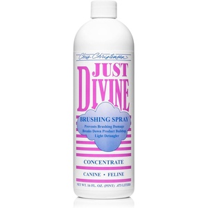 image:imageChris Christensen Just Divine Dog Brushing Spray Groom Like a Professional Prevents Brushing Damage Light Detangler Ready to Use All Coat Types Made in USA 16oz16 oz Concentrate