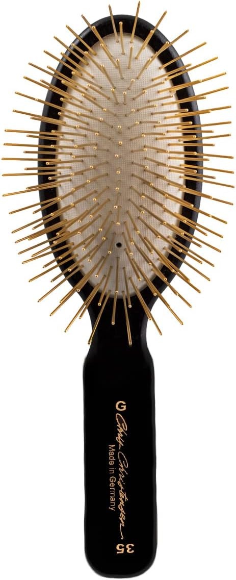 image:imageChris Christensen Detangle and Finishing Spray Dog Brush Bundle Ice on Ice Detangler amp Finishing Spray Adds Elasticity amp Strength 35mm Oval Gold Series Pin Brush Gold Platted Pins