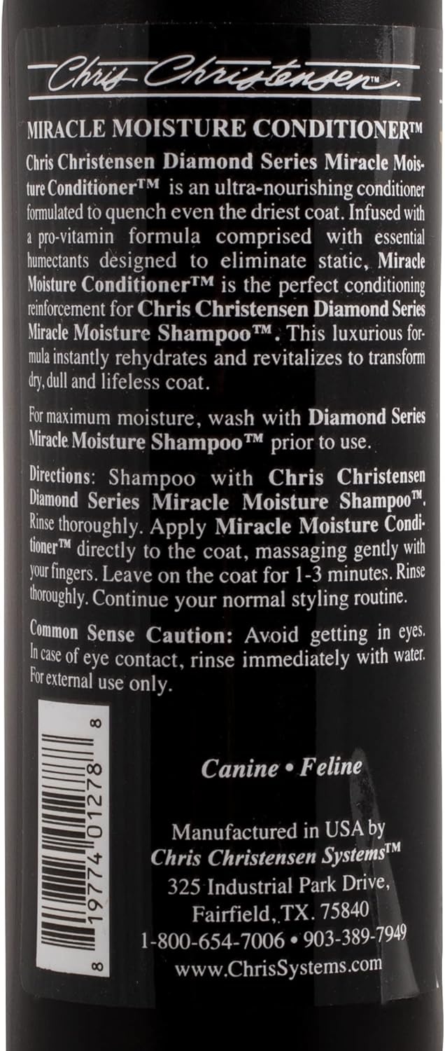 image:imageChris Christensen Diamond Series Miracle Moisture Dog Conditioner Groom Like a Professional ProVitamin Formula Provides Maximum Moisture Use on Both Dogs and Cats Made in USA 16 oz16 oz