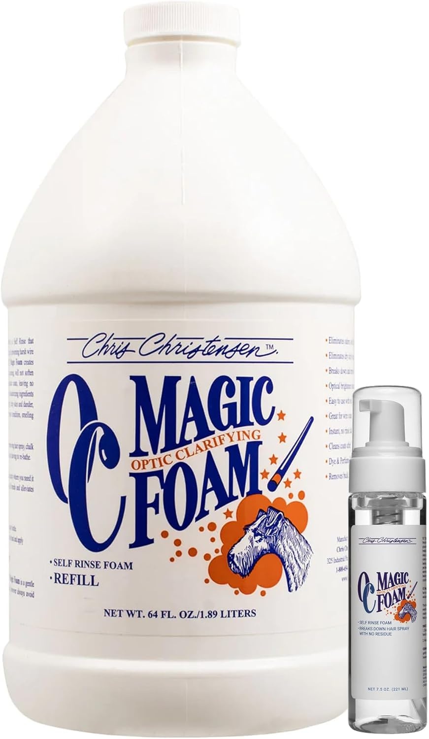 image:imageChris Christensen OC Magic Foam Self Rinse Dog Shampoo Removes Hair Spray Chalk Heavy Products for Wire Coat Dogs and Delicate Soft Coated Dogs Groom Like a Professional 75 oz64oz