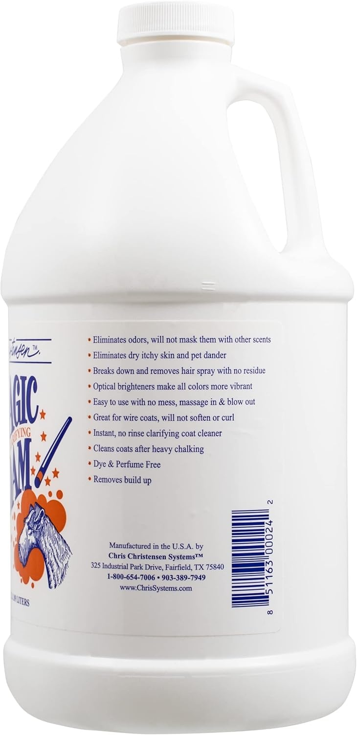 image:imageChris Christensen OC Magic Foam Self Rinse Dog Shampoo Removes Hair Spray Chalk Heavy Products for Wire Coat Dogs and Delicate Soft Coated Dogs Groom Like a Professional 75 oz64oz