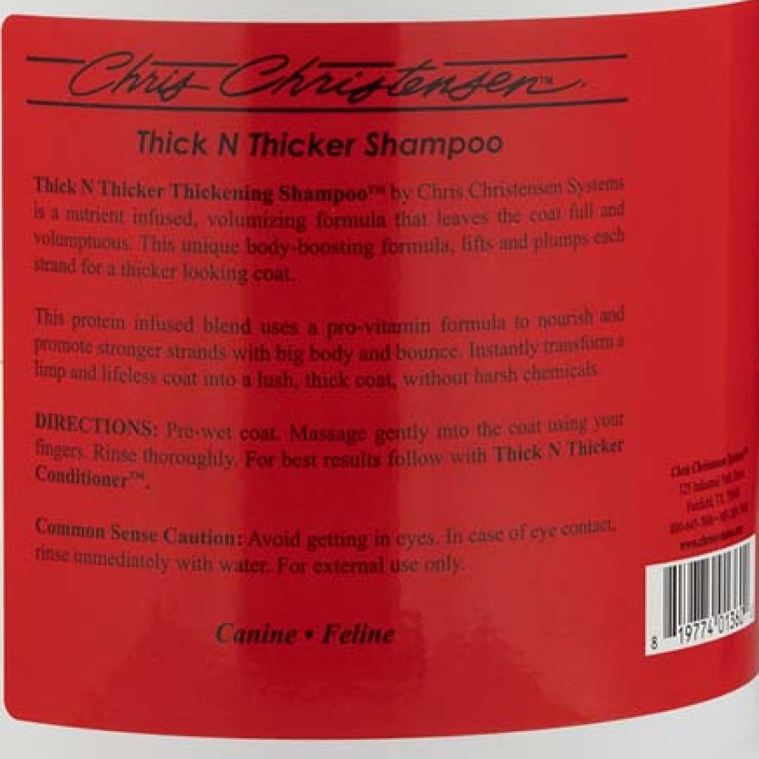 image:imageChris Christensen Pet Shampoo 16 oz Thick N Thicker Thickening Shampoo Groom Like a Professional ProVitamin Formula Nutrient and Protein Infused Blend Made in The USAGallon