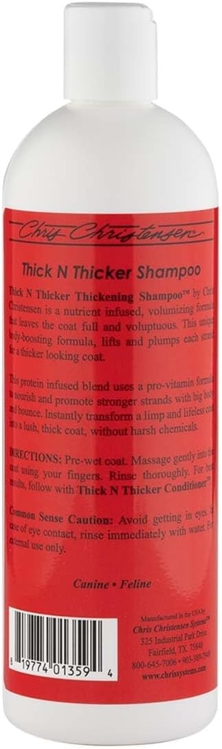 image:imageChris Christensen Pet Shampoo 16 oz Thick N Thicker Thickening Shampoo Groom Like a Professional ProVitamin Formula Nutrient and Protein Infused Blend Made in The USA16 oz