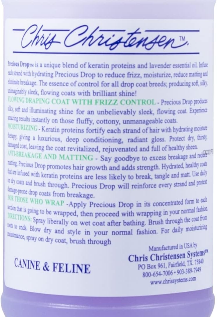 image:imageChris Christensen Precious Drop Ready to Use Conditioner Dog Conditioner Groom Like a Professional Reduces Frizz amp Matting Eliminates Breakage All Coat Types Made in USA 16 oz