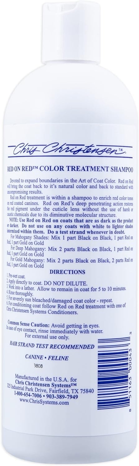 image:imageChris Christensen Red on Red Color Treatment Dog Shampoo Groom Like a Professional Restore Color Pigment Not a Dye 16oz