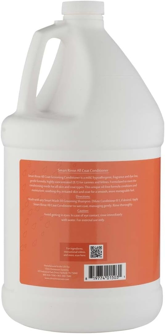 image:imageChris Christensen Smart Rinse All Coat Ultra Concentrated Dog Conditioner Makes up to 8 Bottles Groom Like a Professional Fragrence Free Gentle Formula Made in USA 1 gal