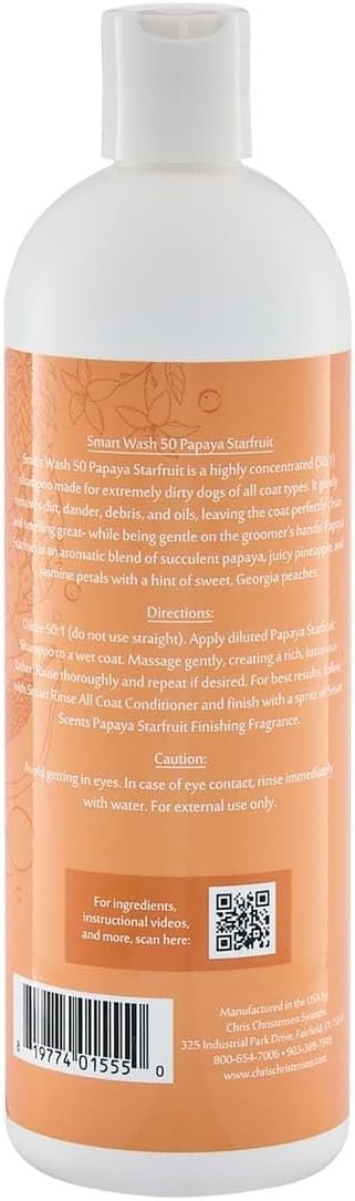 image:imageChris Christensen Smartwash50 Hydrating Blend Ultra Concentrated Dog Shampoo Makes Up to 50 Bottles Groom Like A Professional Delightfully Fragranced Suitable for All Coats Made in USA 16 OzPapaya Starfruit 16 Oz