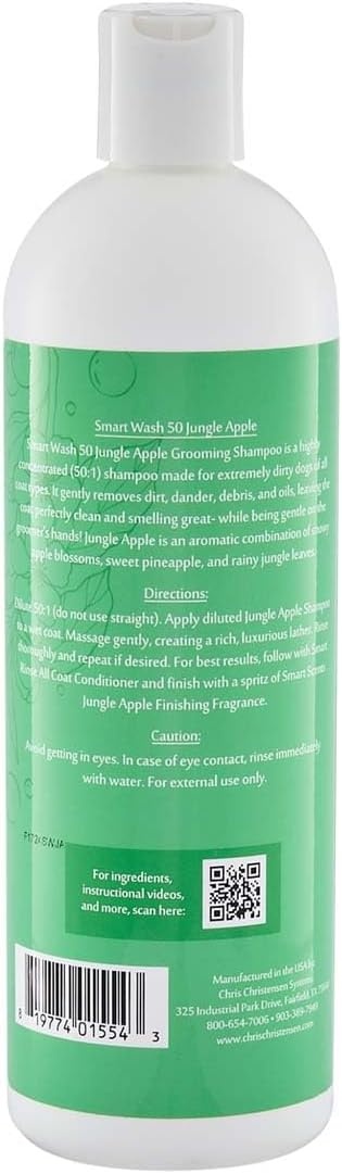 image:imageChris Christensen Smartwash50 Hydrating Blend Ultra Concentrated Dog Shampoo Makes Up to 50 Bottles Groom Like A Professional Delightfully Fragranced Suitable for All Coats Made in USA 16 OzJungle Apple 16 Oz