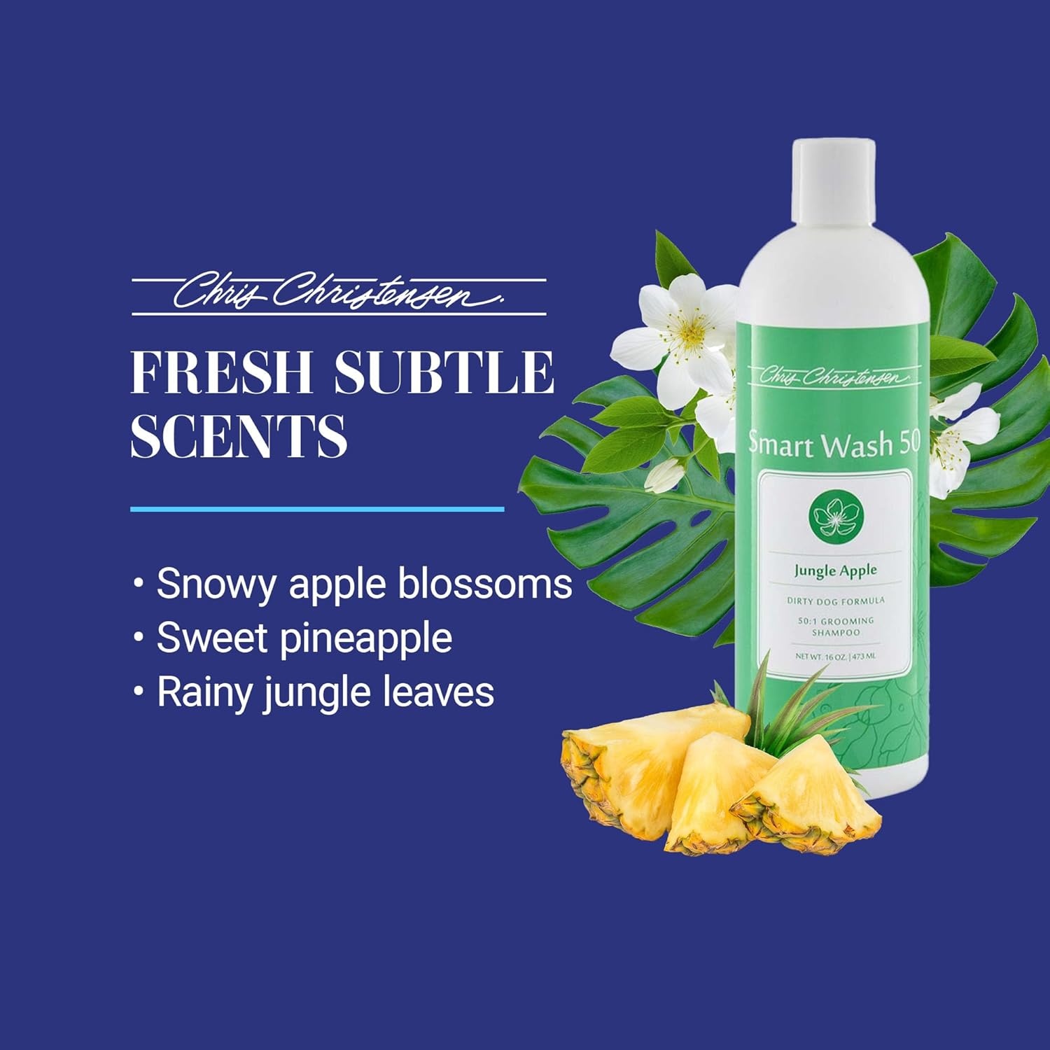 image:imageChris Christensen Smartwash50 Hydrating Blend Ultra Concentrated Dog Shampoo Makes Up to 50 Bottles Groom Like A Professional Delightfully Fragranced Suitable for All Coats Made in USA 16 OzJungle Apple 16 Oz