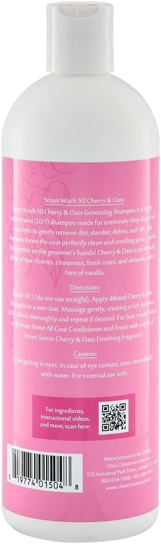 image:imageChris Christensen Smartwash50 Hydrating Blend Ultra Concentrated Dog Shampoo Makes Up to 50 Bottles Groom Like A Professional Delightfully Fragranced Suitable for All Coats Made in USA 16 OzCherry Oats 16 Oz