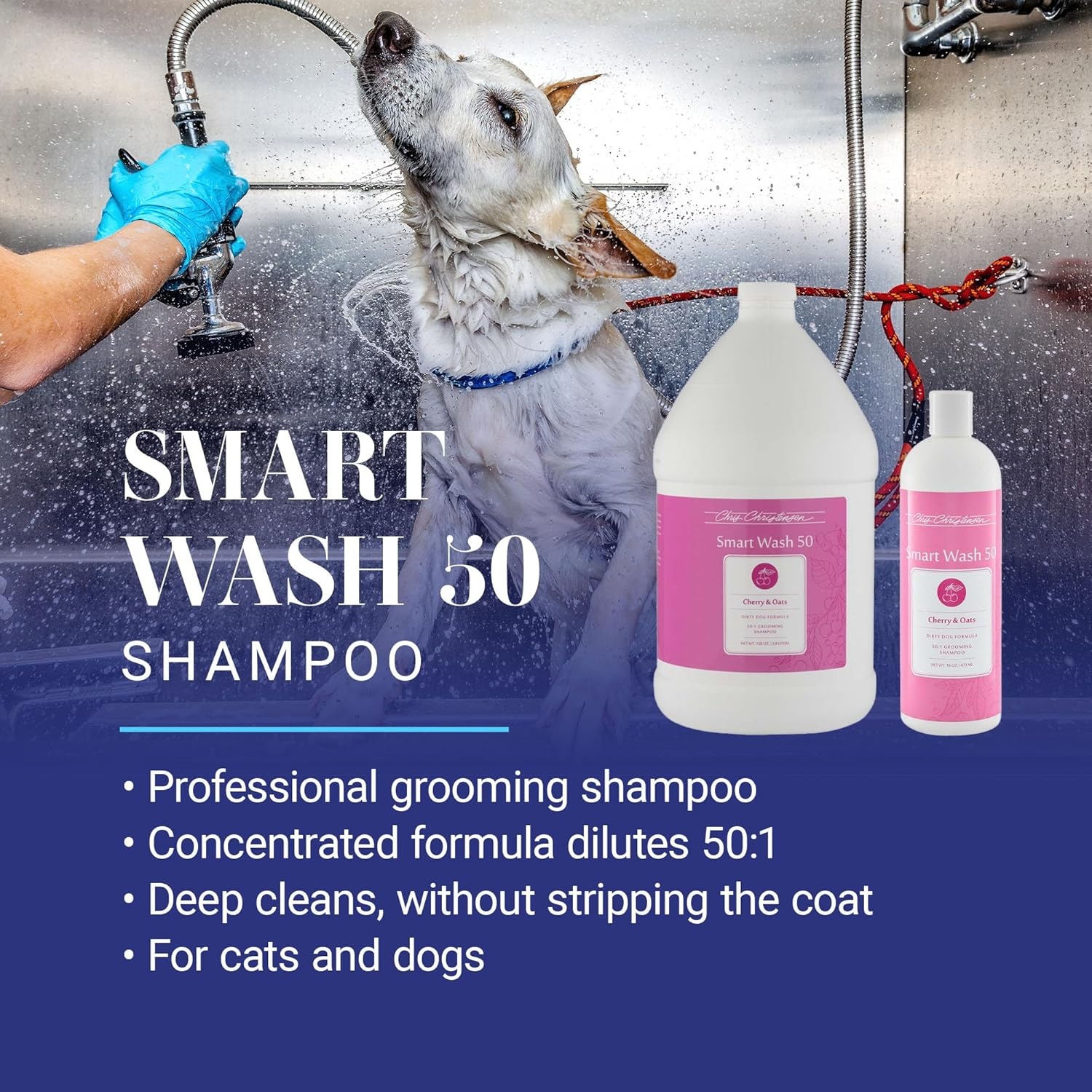 image:imageChris Christensen Smartwash50 Hydrating Blend Ultra Concentrated Dog Shampoo Makes Up to 50 Bottles Groom Like A Professional Delightfully Fragranced Suitable for All Coats Made in USA 16 OzCherry Oats 16 Oz