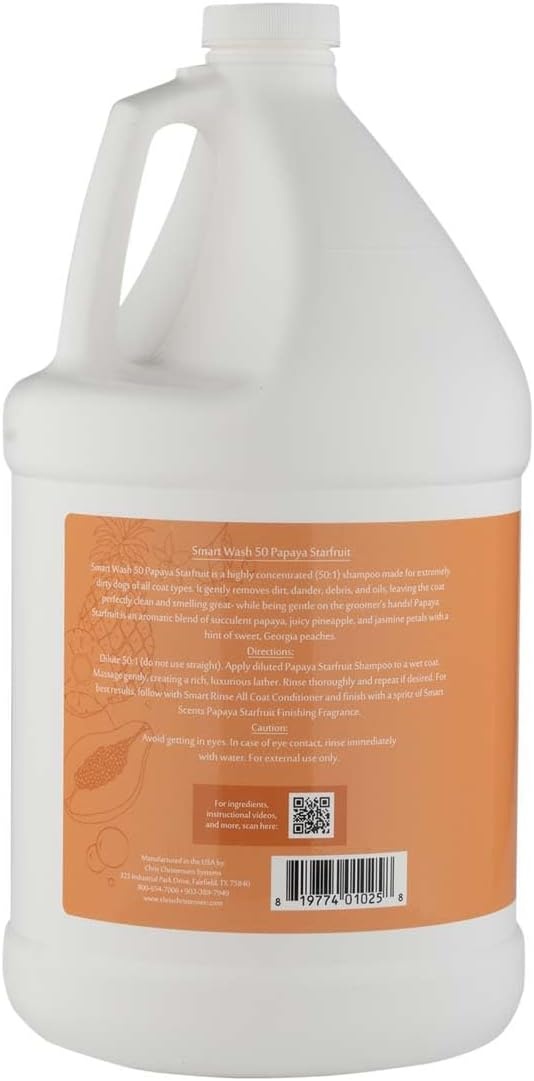 image:imageChris Christensen Smartwash50 Hydrating Blend Ultra Concentrated Dog Shampoo Makes Up to 50 Bottles Groom Like A Professional Delightfully Fragranced Suitable for All Coats Made in USA 16 OzPapaya Starfruit 1 Gallon