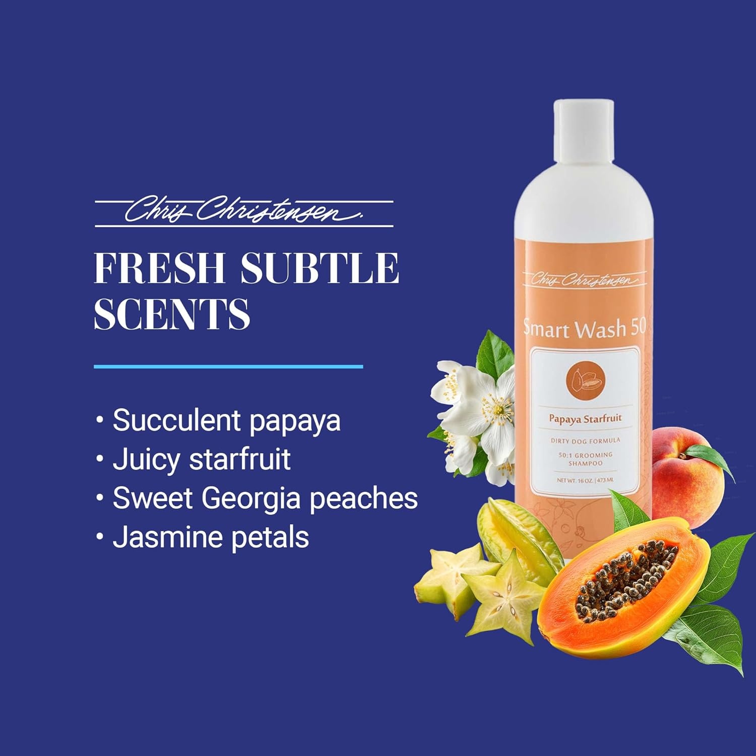 image:imageChris Christensen Smartwash50 Hydrating Blend Ultra Concentrated Dog Shampoo Makes Up to 50 Bottles Groom Like A Professional Delightfully Fragranced Suitable for All Coats Made in USA 16 OzPapaya Starfruit 16 Oz
