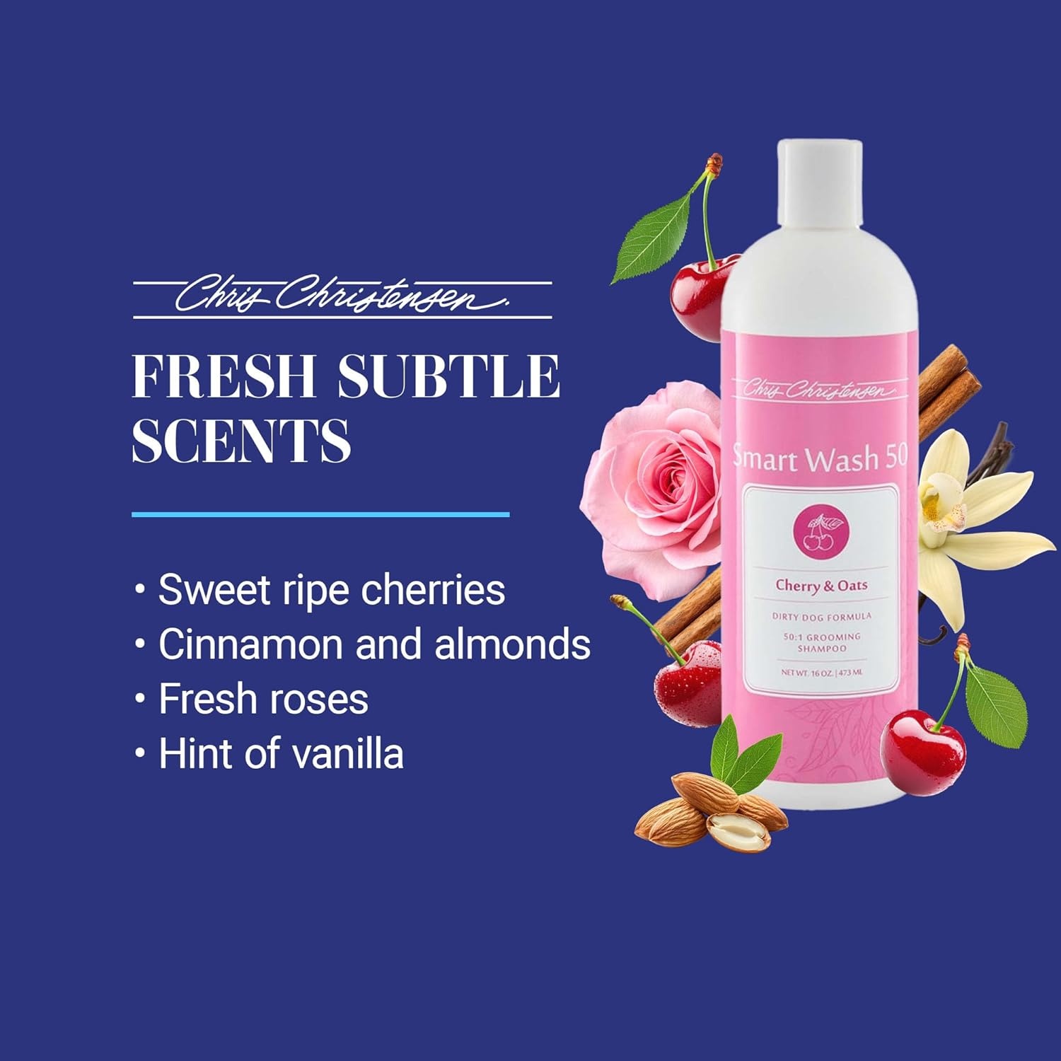 image:imageChris Christensen Smartwash50 Hydrating Blend Ultra Concentrated Dog Shampoo Makes Up to 50 Bottles Groom Like A Professional Delightfully Fragranced Suitable for All Coats Made in USA 16 OzCherry Oats 1 Gallon